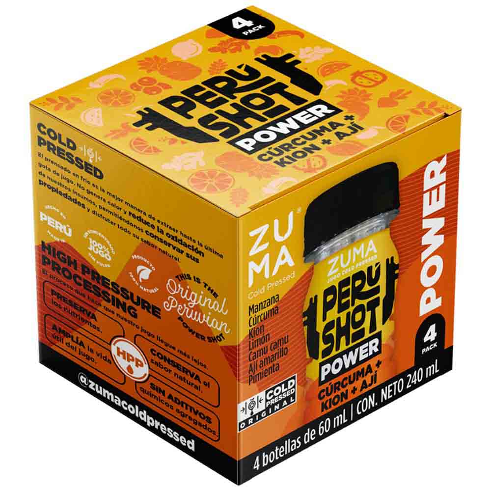 Jugo ZUMA Cold Pressed Perú Shot Power 60ml Paquete 4un