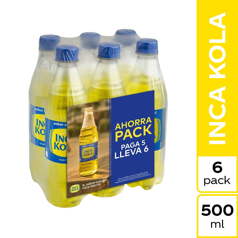 Gaseosa INCA KOLA Sabor Original Botella 500ml Six Pack