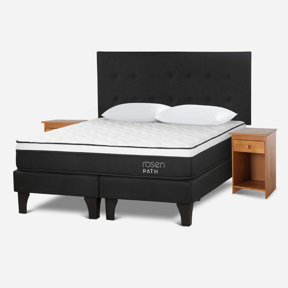 Cama Rosen Eur Path Grf Queen R.West + 2 Velador Gris