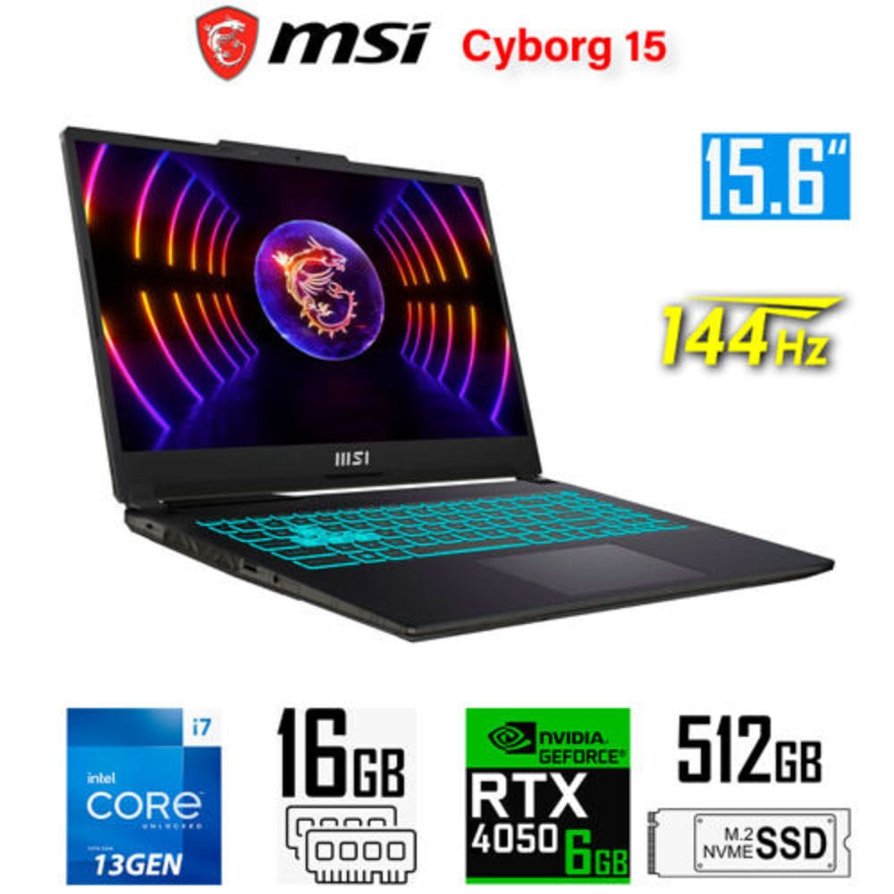 Laptop Msi Cyborg 15 A13ve, Core I7-13620h, 6gb Rtx4050, 16gb Ram, 512gb Ssd, Fhd 144hz