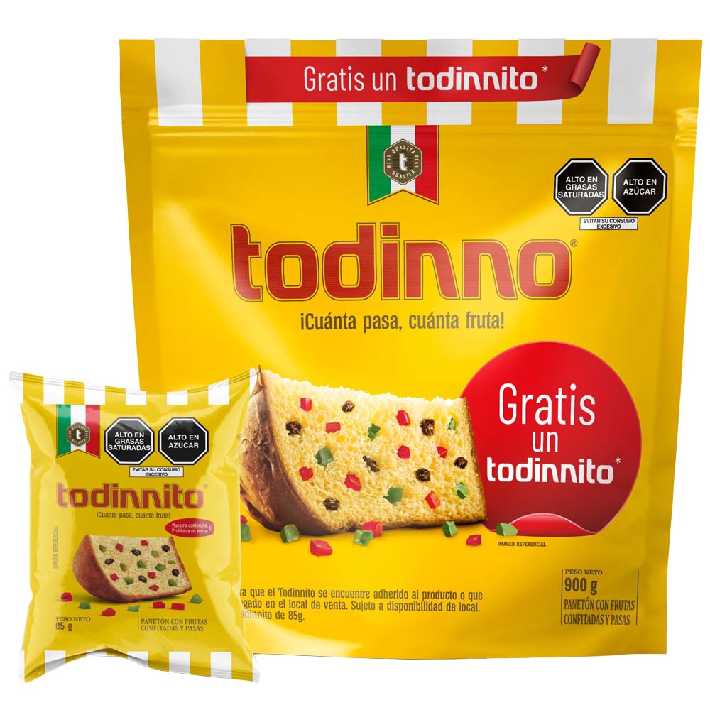 Panetón TODINNO Bolsa 900g + Panetón TODINNITO Bolsa 85g