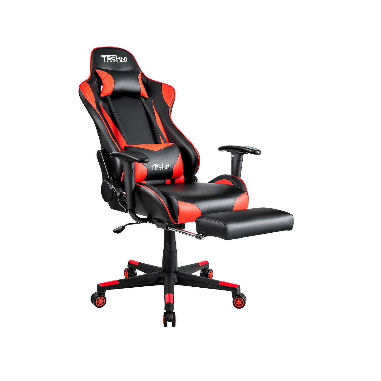 Silla Gamer Technisport Reclinación 180° y Posapies Rojo Sgro