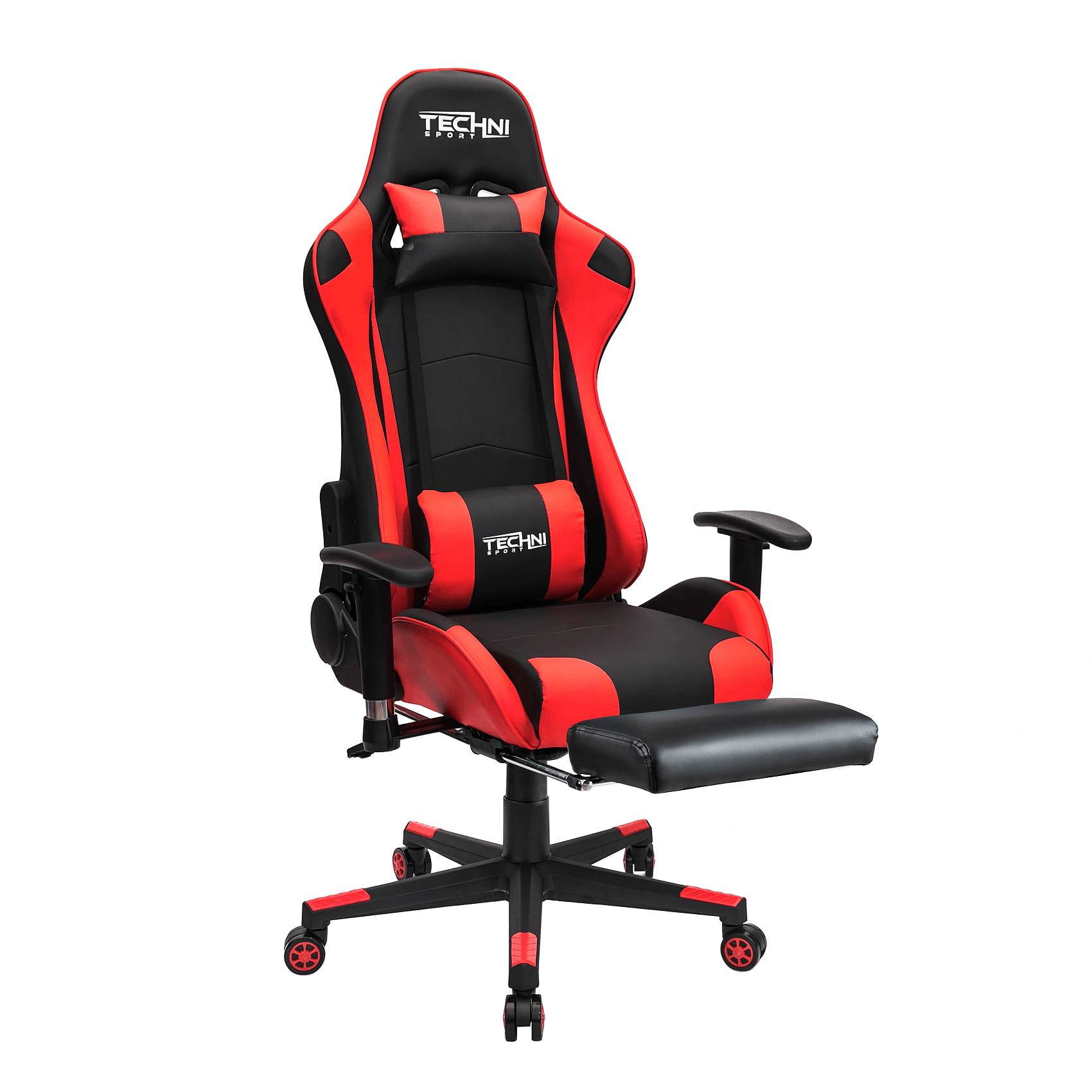 Silla Gamer Technisport Reclinación 180° y Posapies Rojo Sgro1