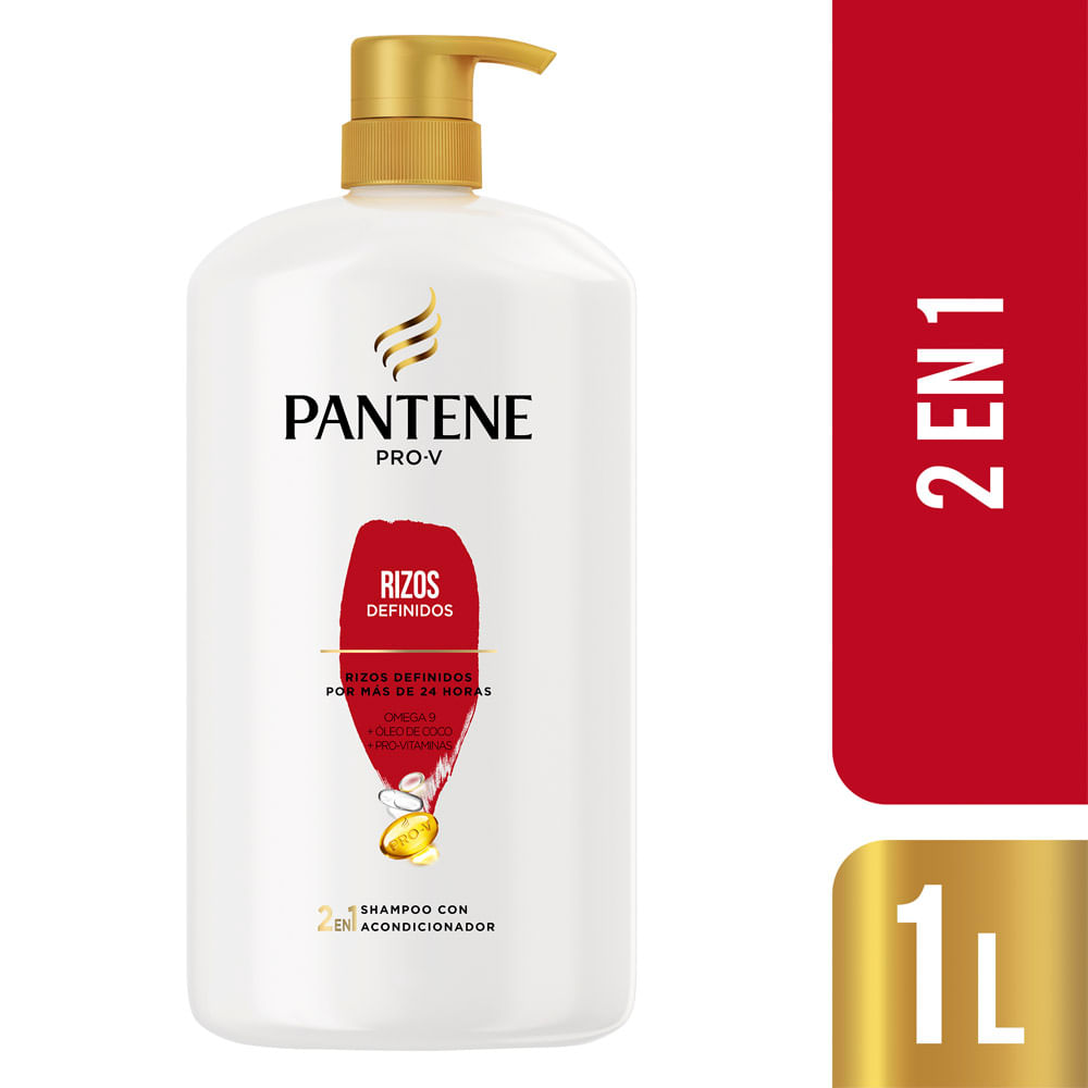 Shampoo con Acondicionador PANTENE Rizos 2 en 1 Botella 1L