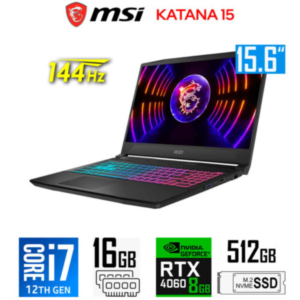 Laptop Msi Katana 15 B12vfk Core I7-12650h 8gb Rtx4060 16gb Ram 512gb Ssd 15-6