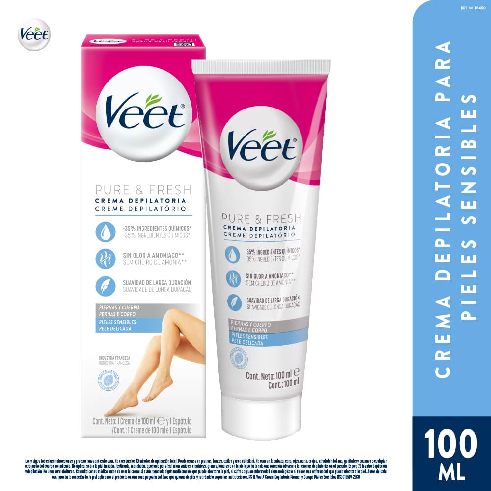 Crema Depilatoria Piel Sensible VEET Pure Caja 100ml