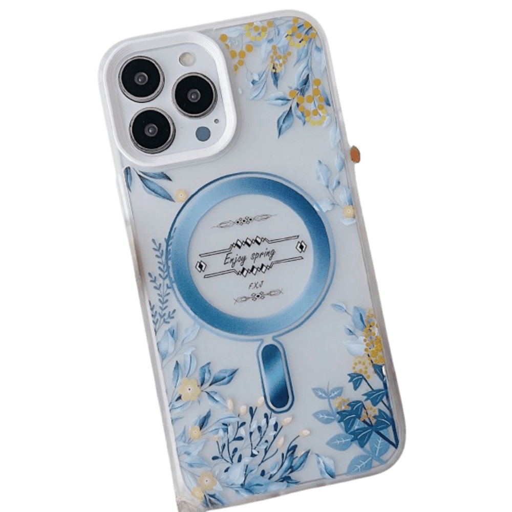 Funda para iPhone 12 Pro Magsafe Flower Antishock Blue Resistente a Caídas y Golpes