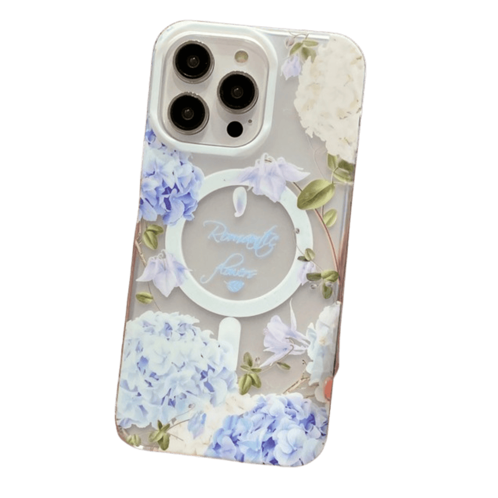 Funda para iPhone 15 Plus Magsafe Flower Antishock Hortensia Resistente a Caídas y Golpes