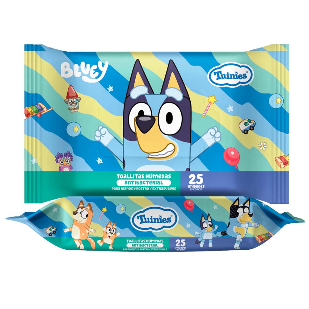 Toallitas Húmedas Antibacteriales TUINIES Bluey Bolsa 25un