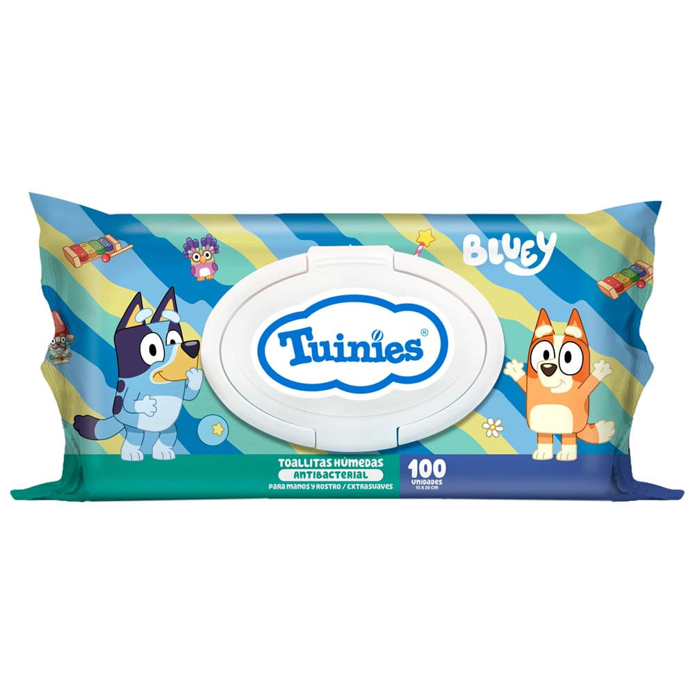 Toallitas Húmedas Antibacteriales TUINIES Bluey Bolsa 100un