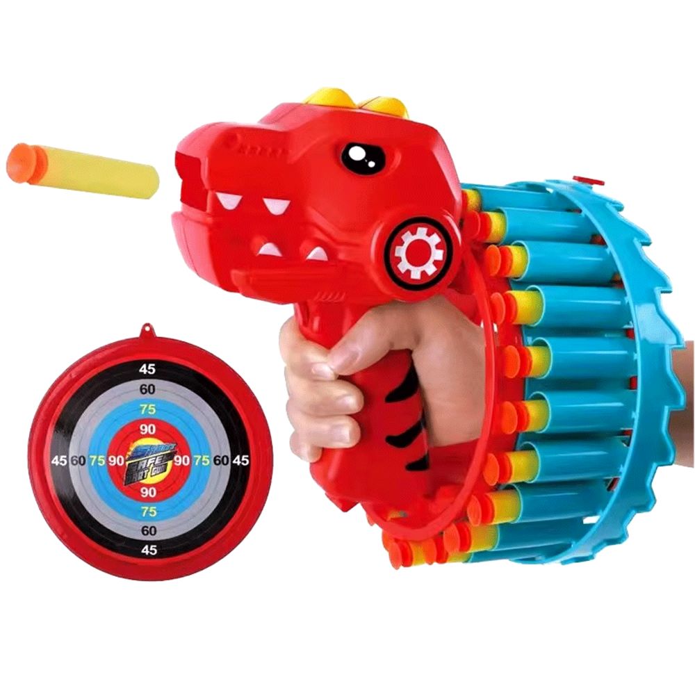 Juguete Pistola Giratoria Dinosaurio Lanza Dardos