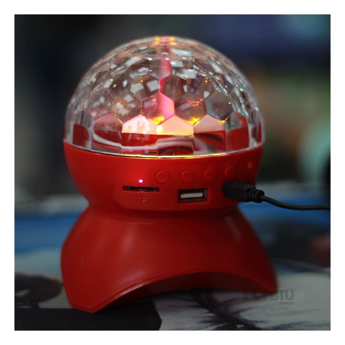 Bocina Bluetooth Lampara con Luces Rojo Y+Papel de Regalo