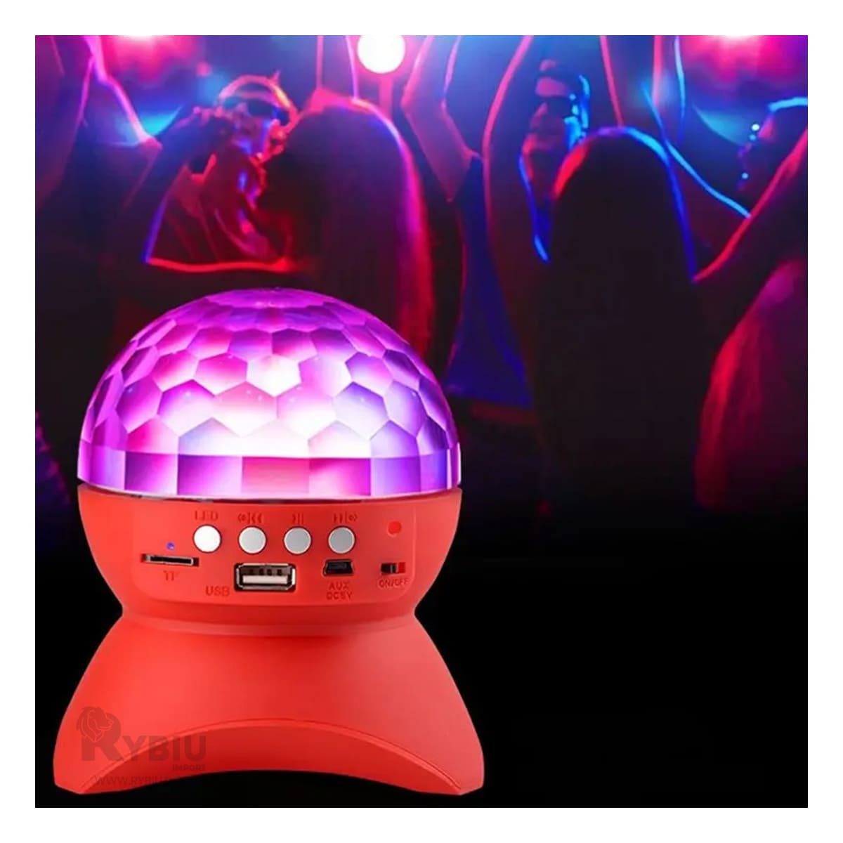 Bocina Giratoria con Luces Led y Bocina Rojo Y+Stickers