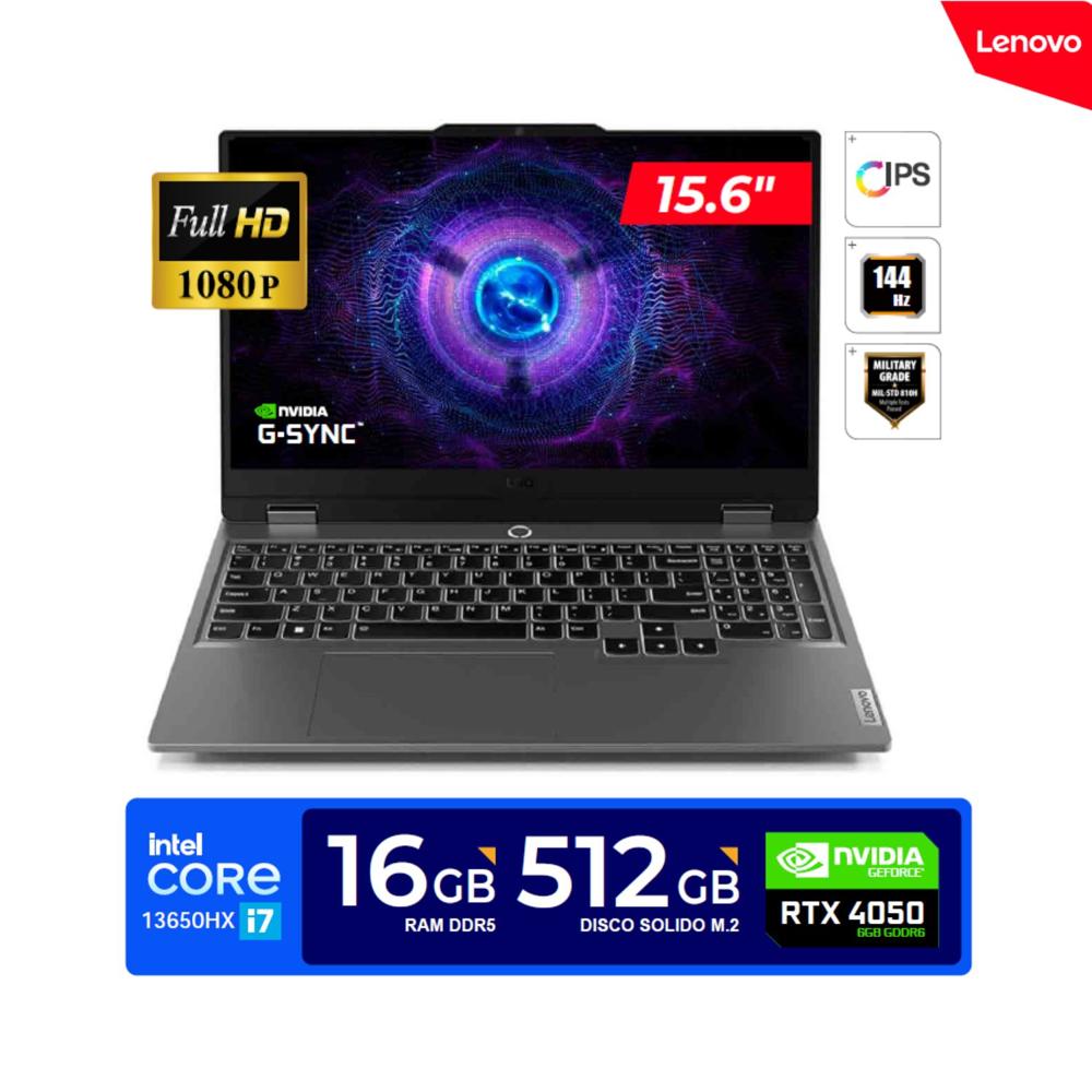 Laptop Lenovo LOQ 15.6" FHD IPS Core i7-13650HX 4.9GHz 16GB DDR5 512G SSD Video RTX 4050 6GB FREEDOS