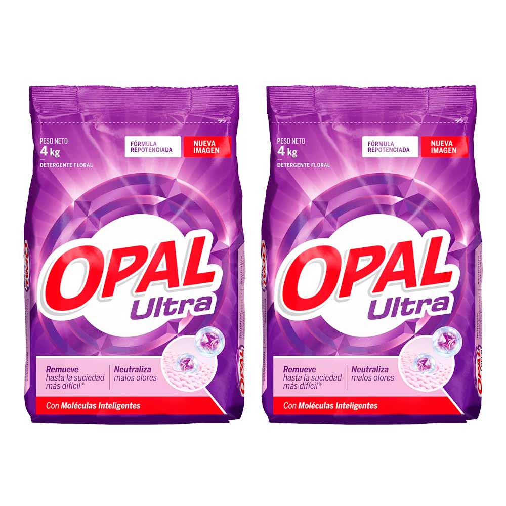 Pack Detergente en Polvo OPAL Ultra Bolsa 4kg x2un