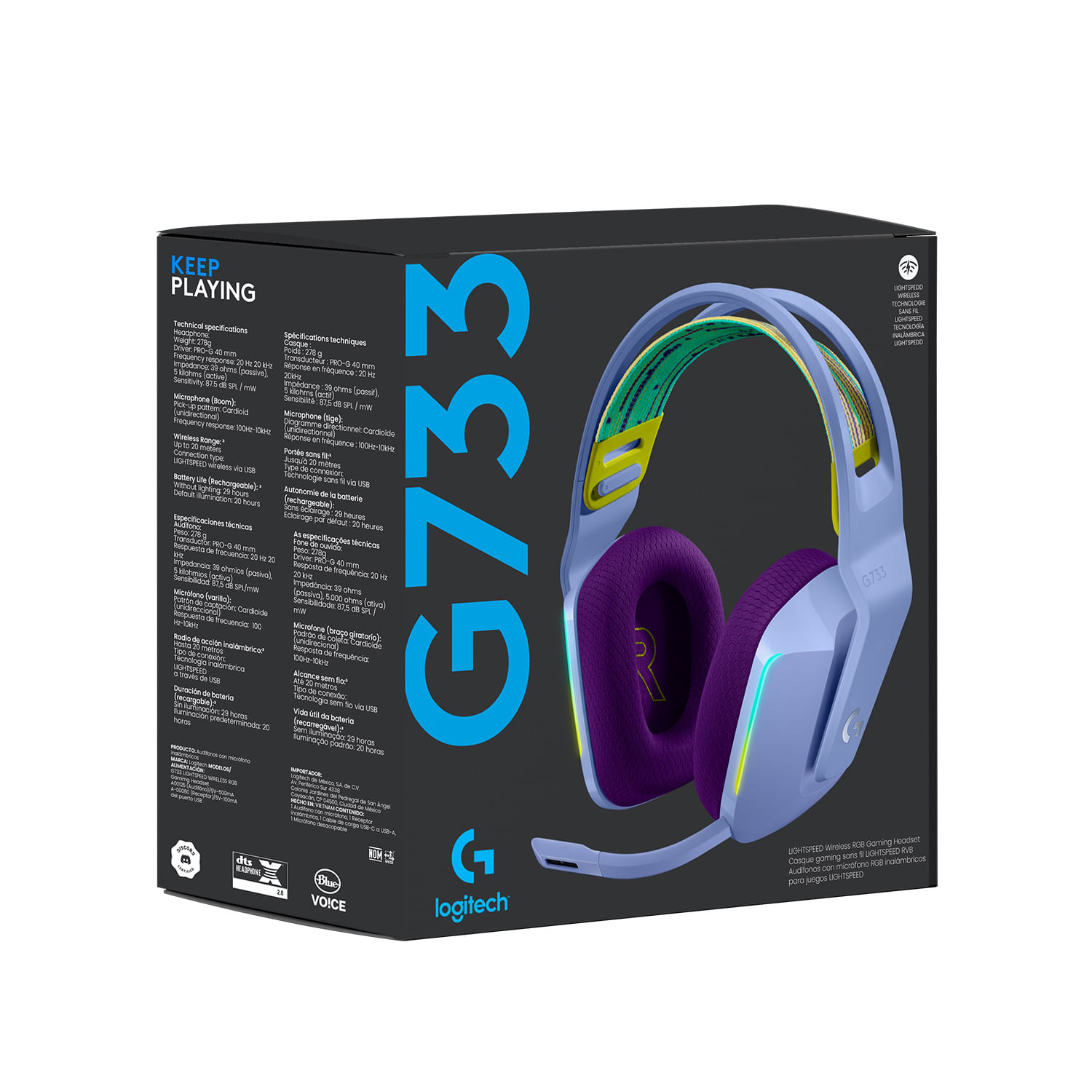 Audifono Gamer Logitech G733 Lightspeed Lila