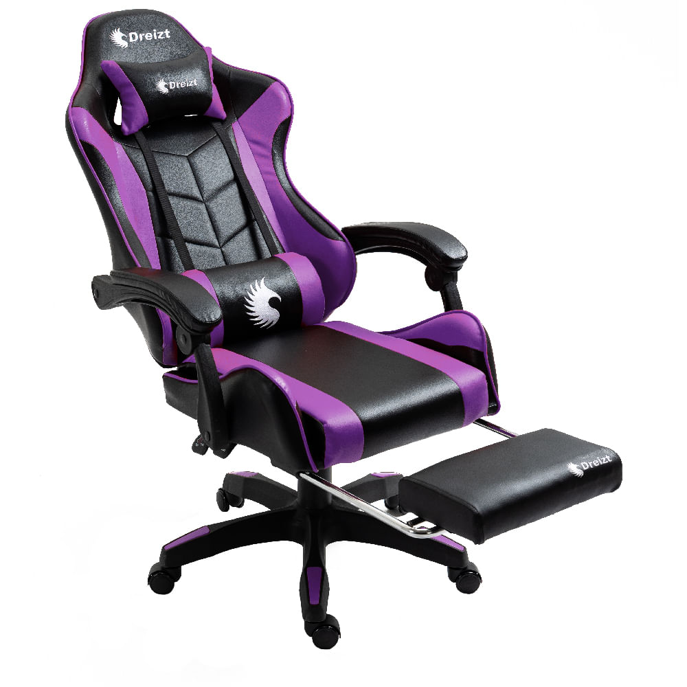 Silla Gamer Ergonómica Dreizt Shine Series Purpura Con Posapies Reclinable