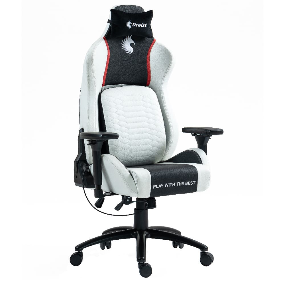 Silla Gamer Dreizt Titan Series Blanco  Premium Almohadilla Inteligente Reclinable Gas Lift Clase 5