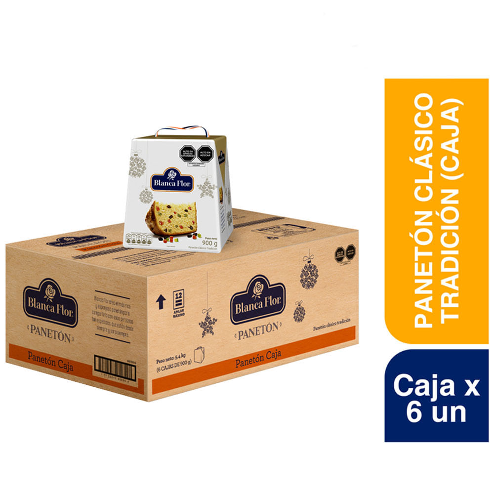 Panetón BLANCA FLOR Caja 900g Paquete 6un