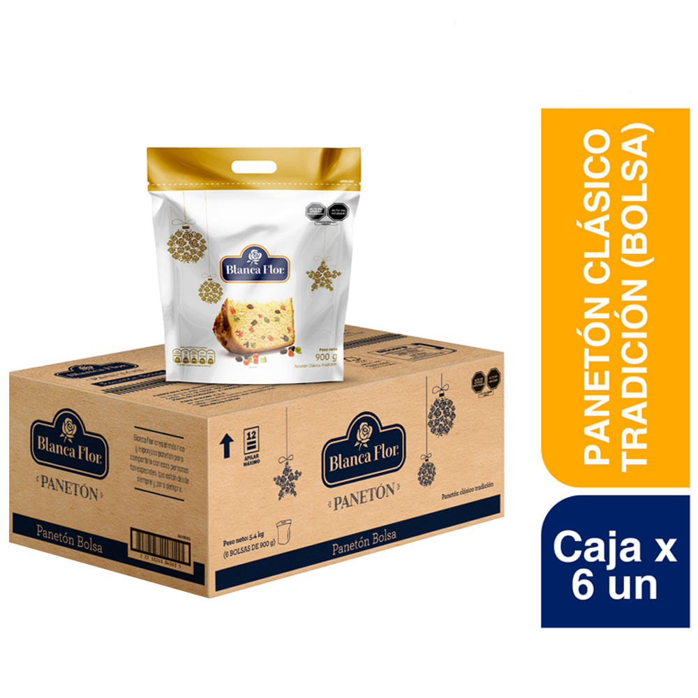 Panetón BLANCA FLOR Bolsa 900g Paquete 6un