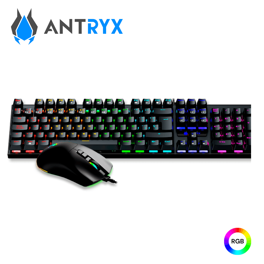 Kit Gaming Teclado Antryx Mecánico, Mouse GC 3100 Black Blue Switch