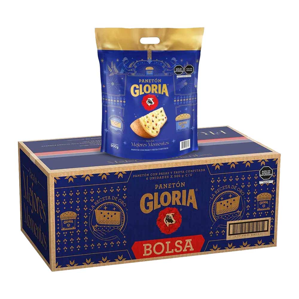 Panetón GLORIA Bolsa 900g Caja 6un