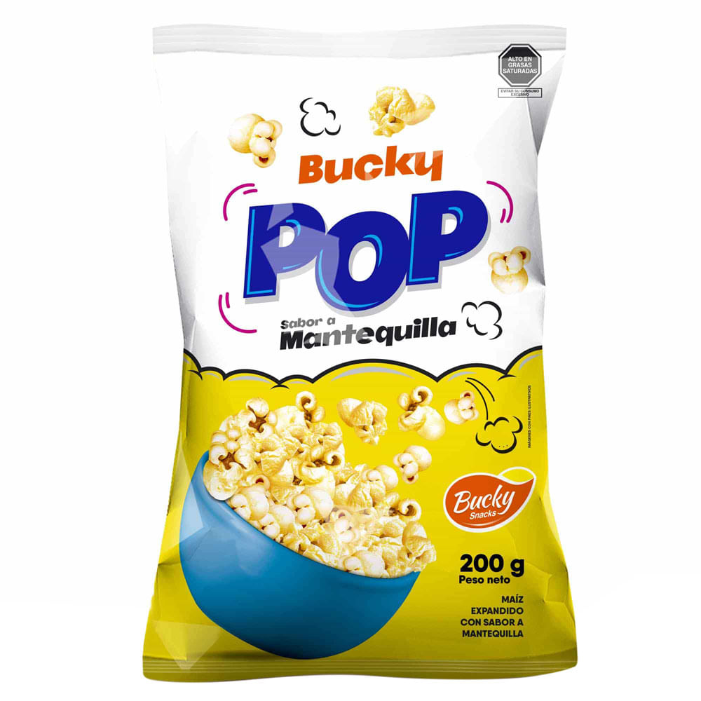 Maíz Expandido Pop Corn BUCKY Sabor a Mantequilla Bolsa 200g