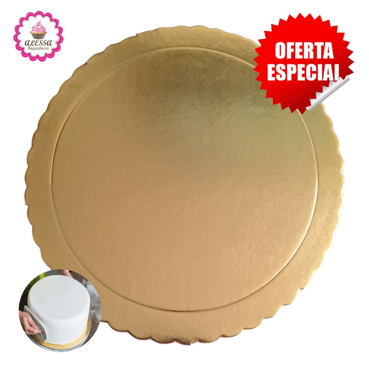 50 Bases Doradas de Mini Torta Pastel de 10 cm. para Repostería