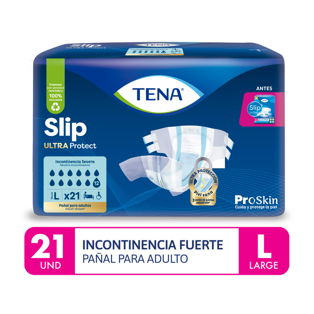 Pañal para Adulto TENA Slip Ultra Incontinencia Fuerte Talla L Paquete 21un