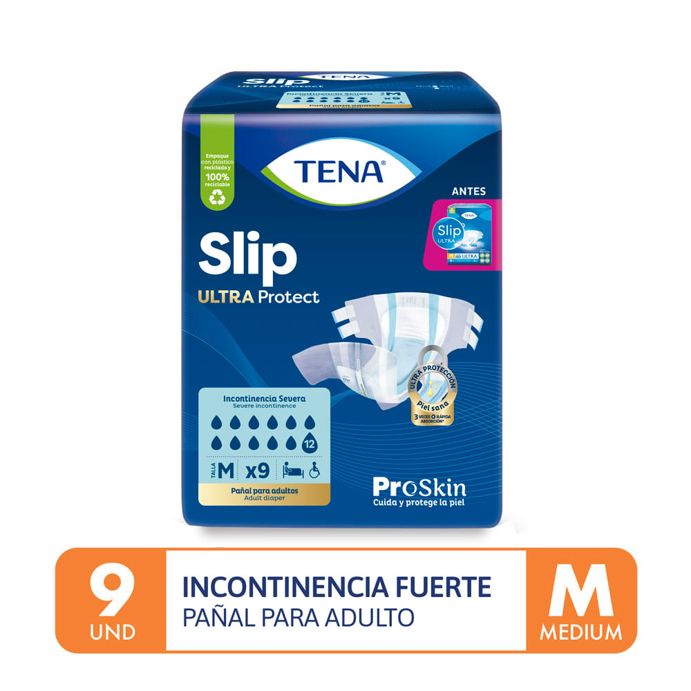 Pañal para Adulto TENA Slip Ultra Incontinencia Fuerte Talla M Paquete 9un