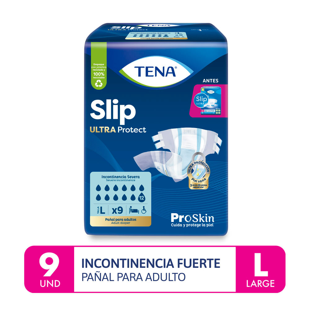 Pañal para Adulto TENA Slip Ultra Incontinencia Fuerte Talla L Paquete 9un