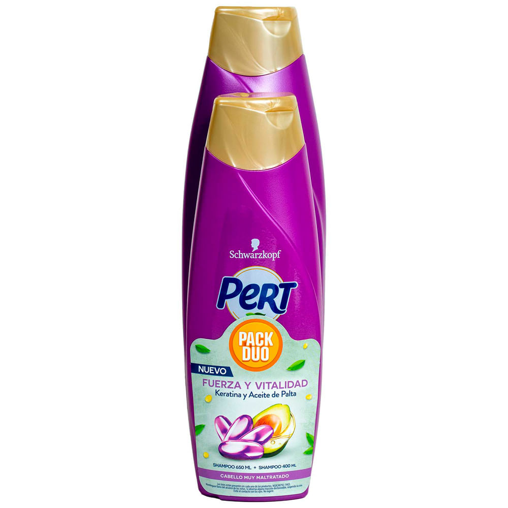 Shampoo PERT Fuerza Keratina Frasco 650ml + Frasco 400ml