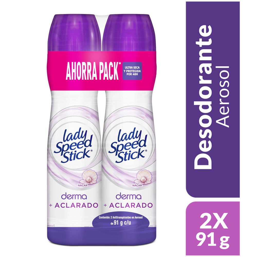 Desodorante para mujer Spray LADY SPEED STICK Derma Aclarado Frasco 2x91g