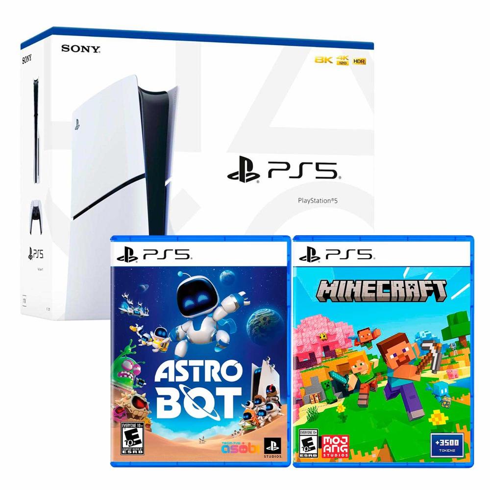 Consola Playstation 5 Slim Con Lector De Discos + Astro Bot + Minecraft