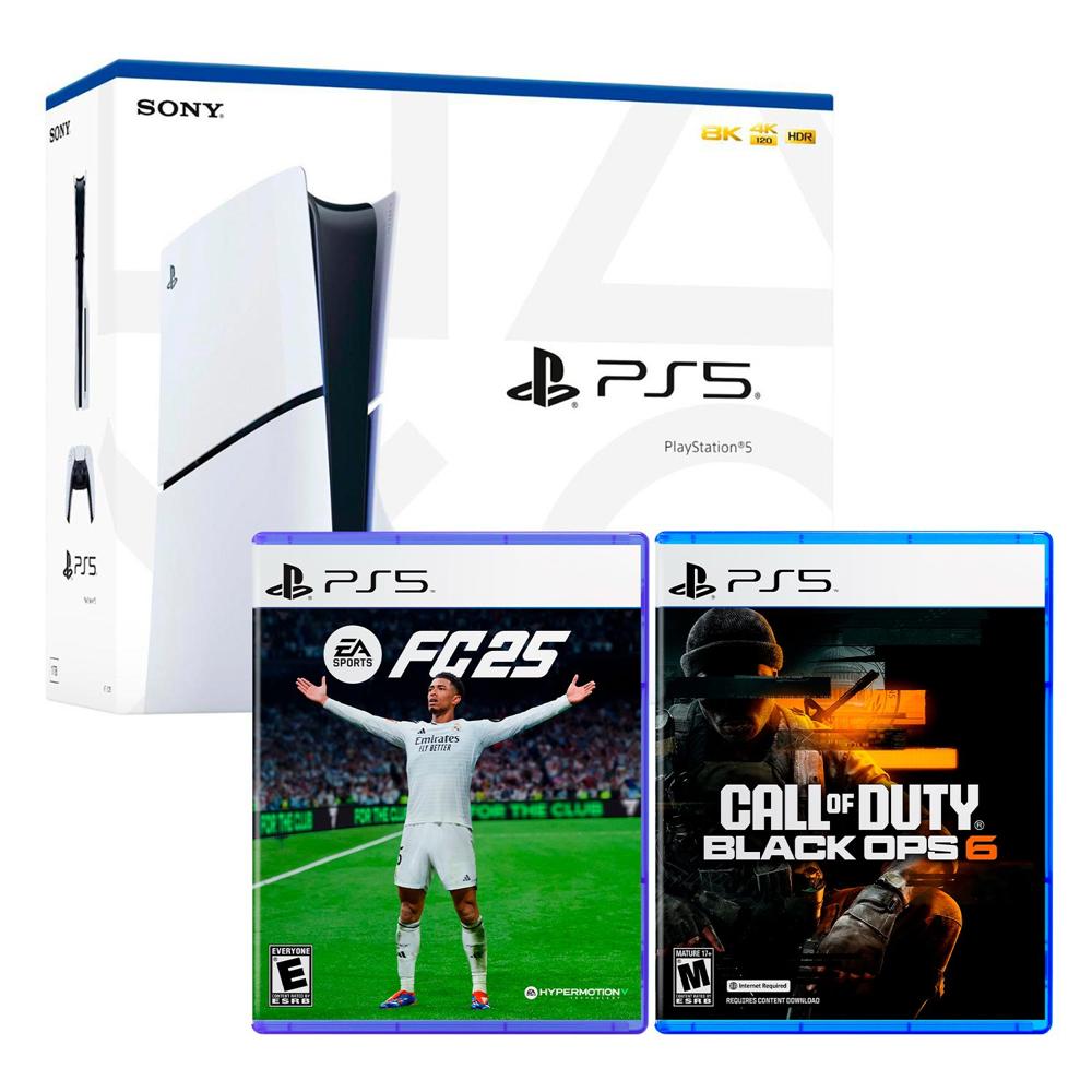 Consola Playstation 5 Slim Con Lector De Discos + Ea Sports Fc 25 +Black Ops 6