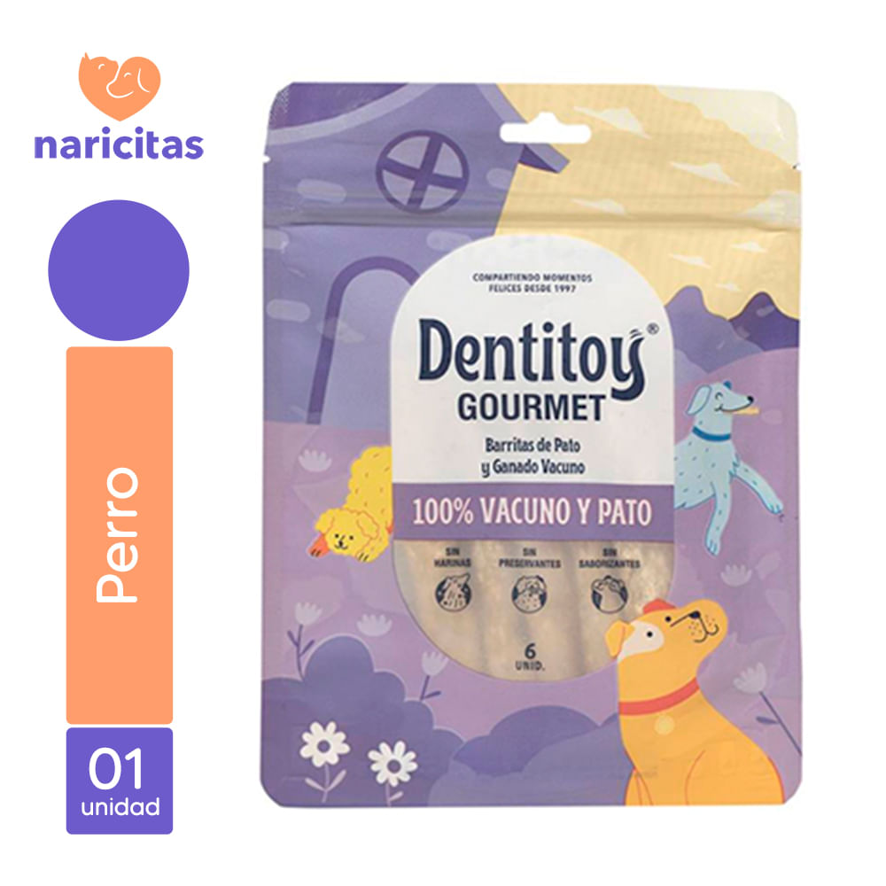 Snack Para Perro Dentitoy Gourmet Barritas De Pato y Ganado Vacuno 6 Unidades