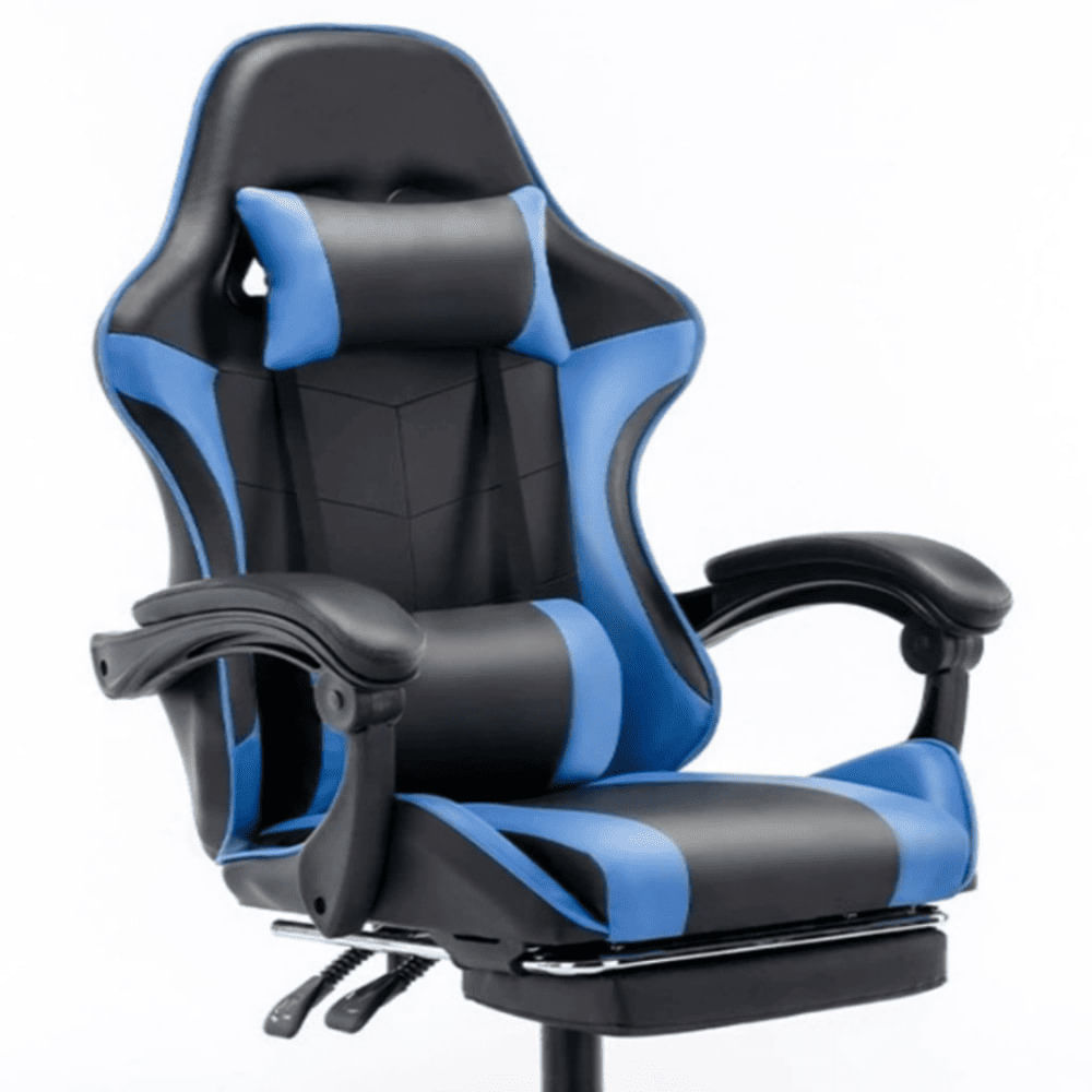 Silla Gamer Pro Negro con Azul - Con Reposapies