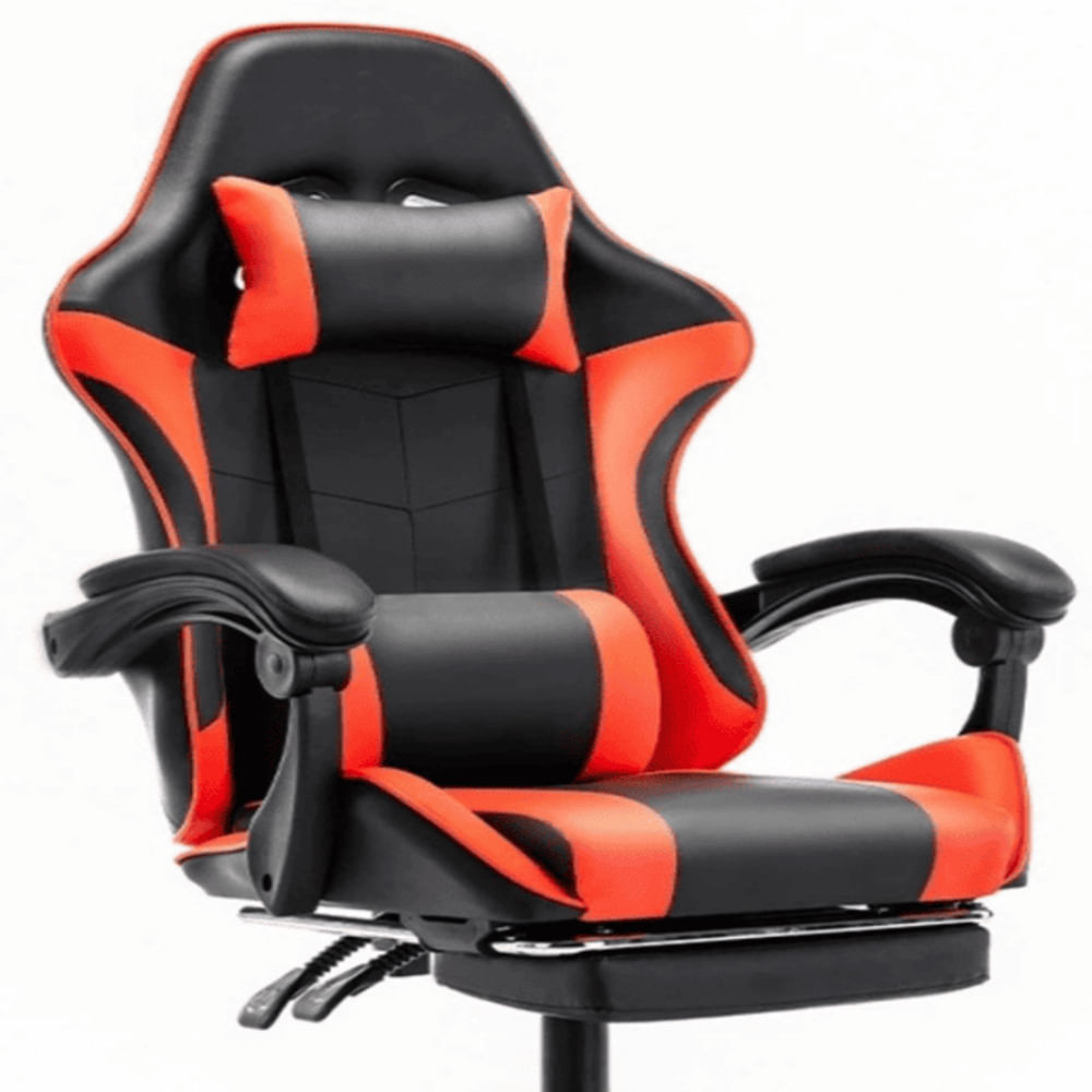 Silla Gamer Pro Negro con Rojo - Con Reposapies