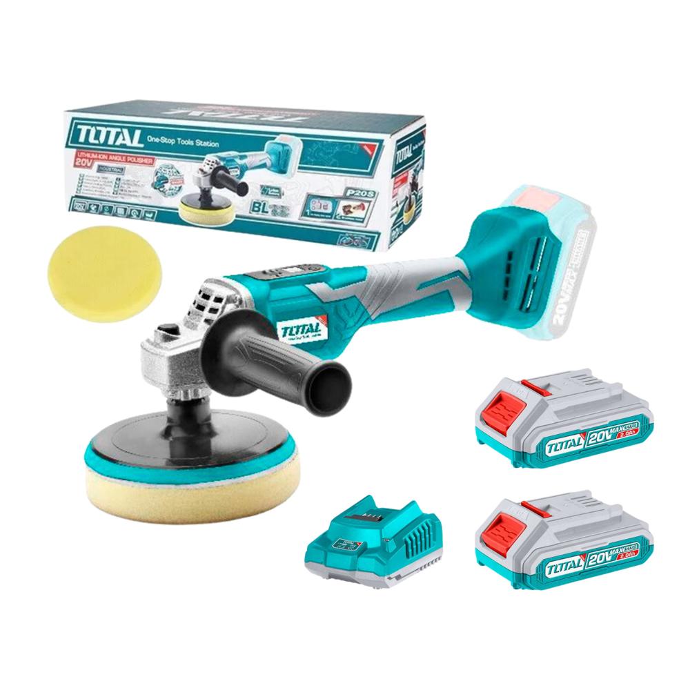 Pulidora Angular 20v + 2 Baterias y Cargador Total TAPLI2001-TFBCPK1222