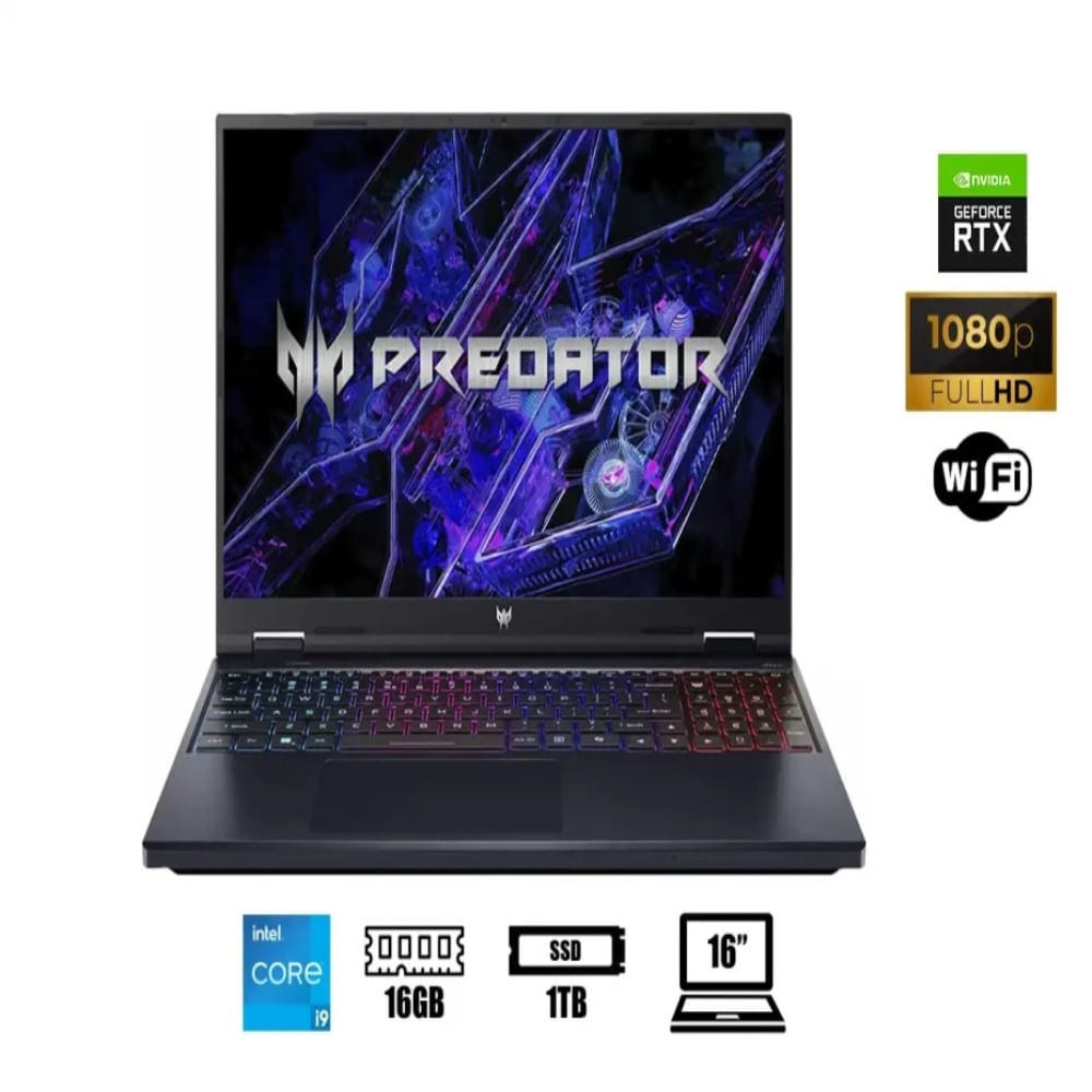 Laptop Acer Predator i9-14900Hx 16Gb Ram Ddr5 1Tb Ssd 8Gb Rtx 4060 16Pulg Wuxga IPS 165Hz