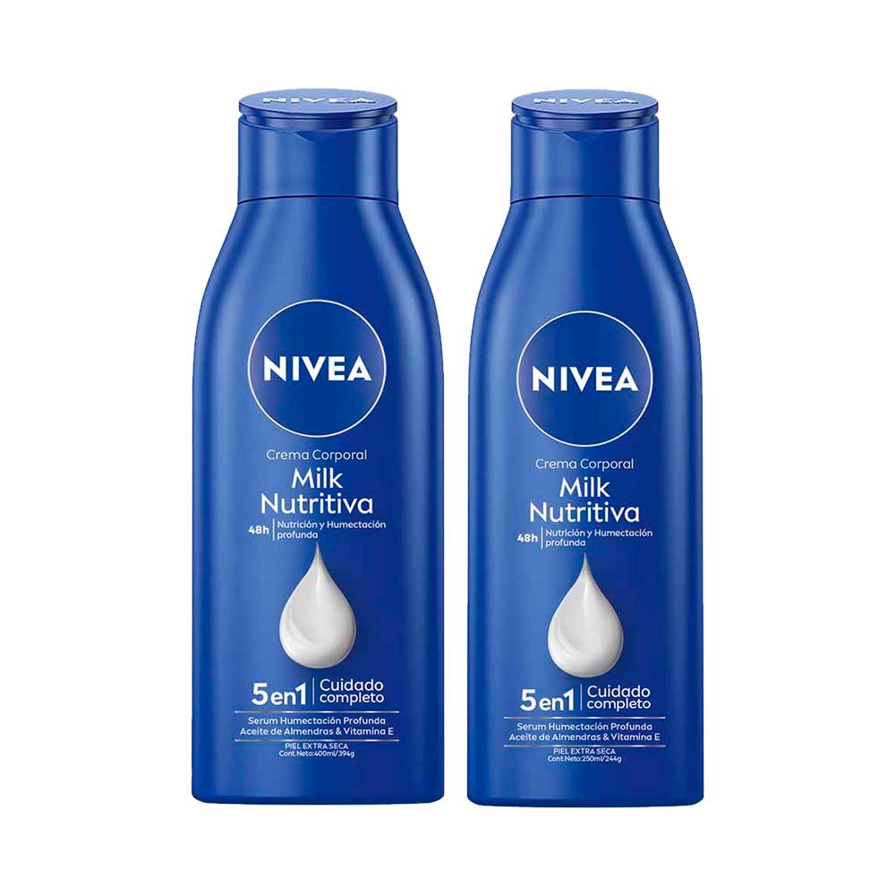 Pack NIVEA Crema Corporal Milk Piel Extra Seca 250ml + Crema Corporal Milk Piel Extra Seca 400ml