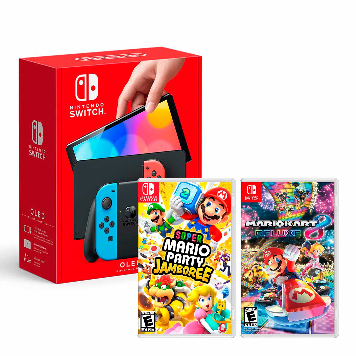 Consola Nintendo Switch Modelo Oled Neon + Mario Party Jamboree + Mario Kart