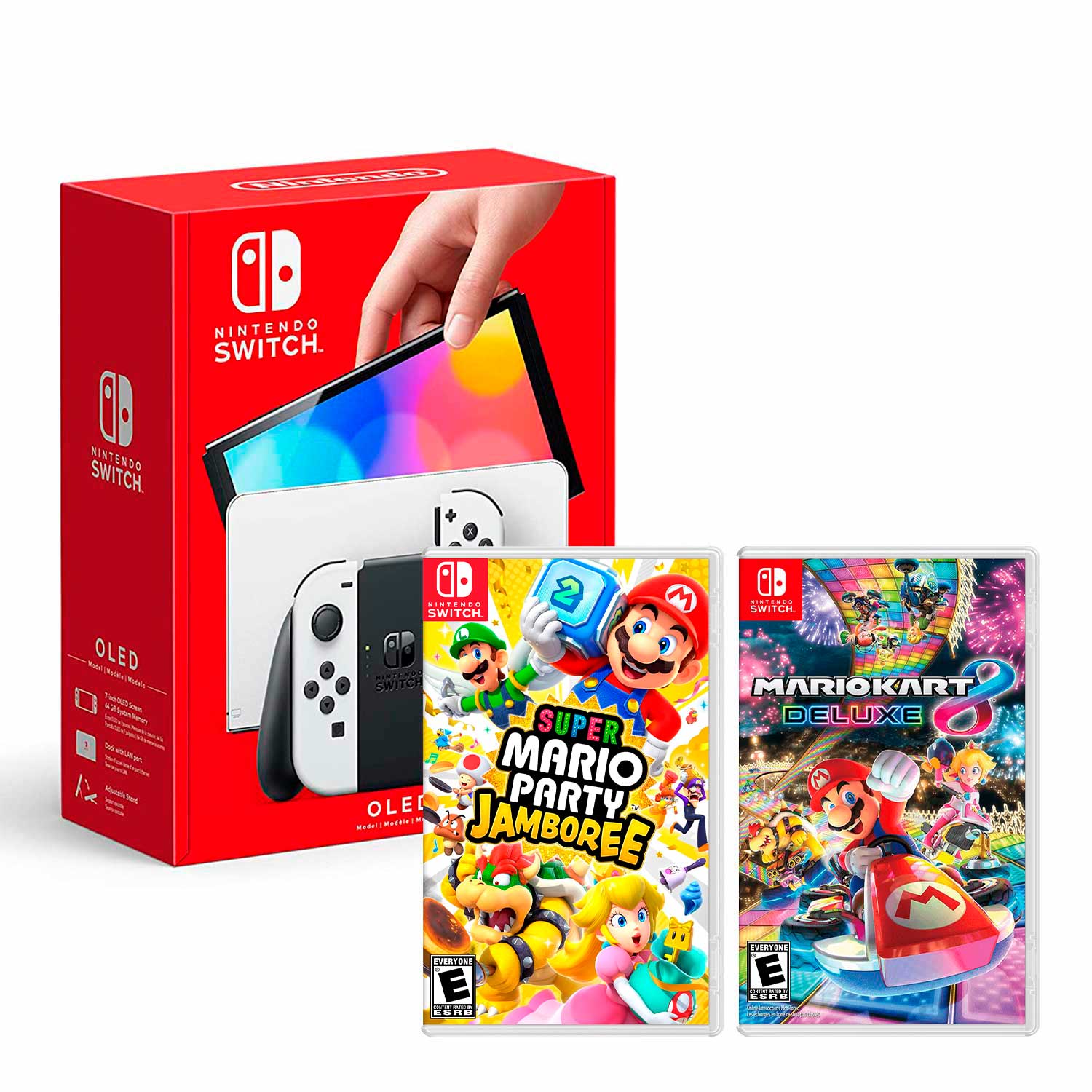 Consola Nintendo Switch Modelo Oled Blanco + Mario Party Jamboree + Mario Kart