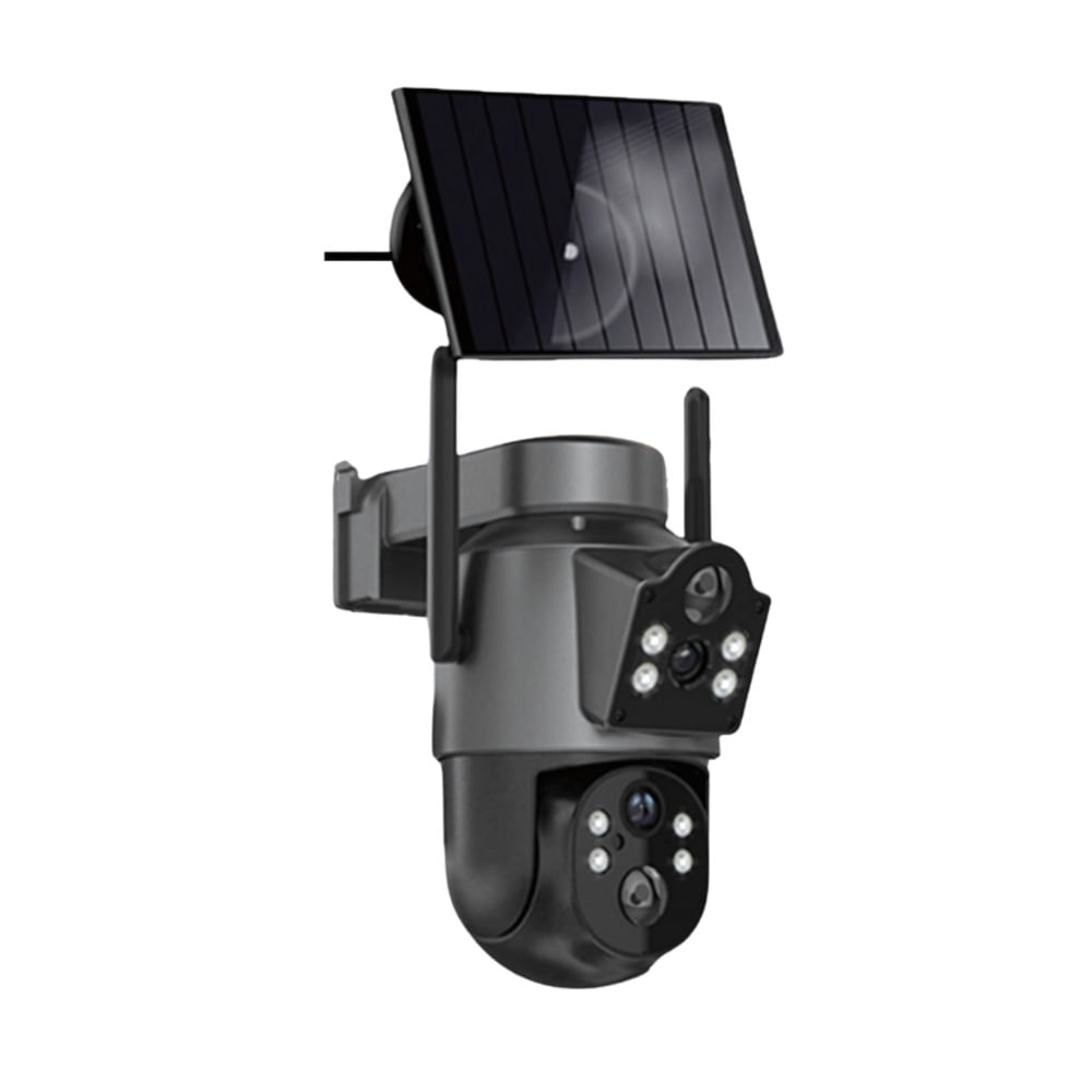 CÁMARA DE SEGURIDAD DOBLE LENTE PANEL SOLAR 4K WIFI VISION NOCTURNA  ALARMA