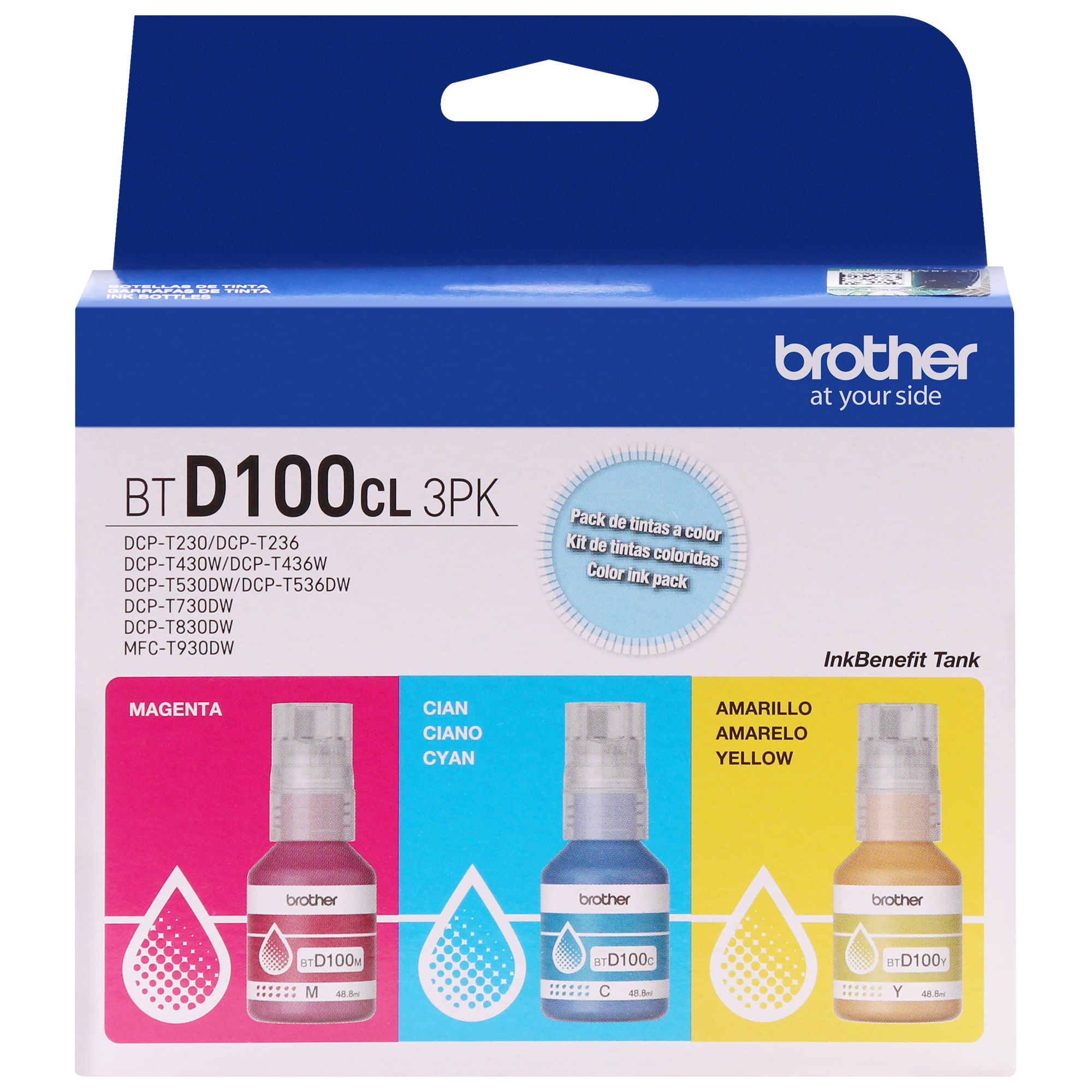 Tinta de Botella BROTHER BTD100CL3PK Multicolor