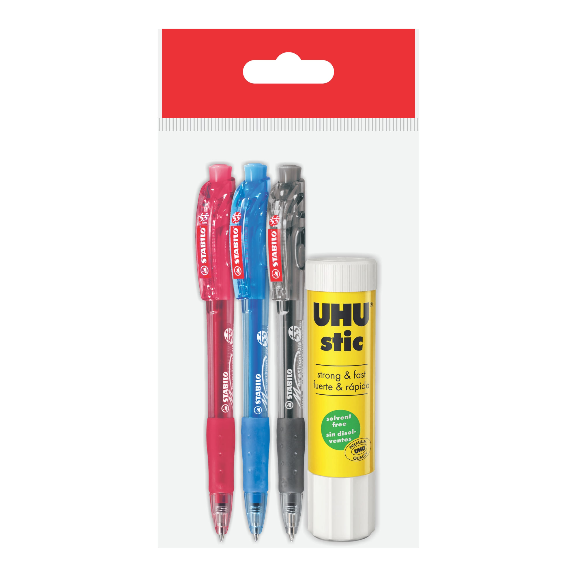 Pack STABILO Marathon x 3 + Uhu Stic 21Gr
