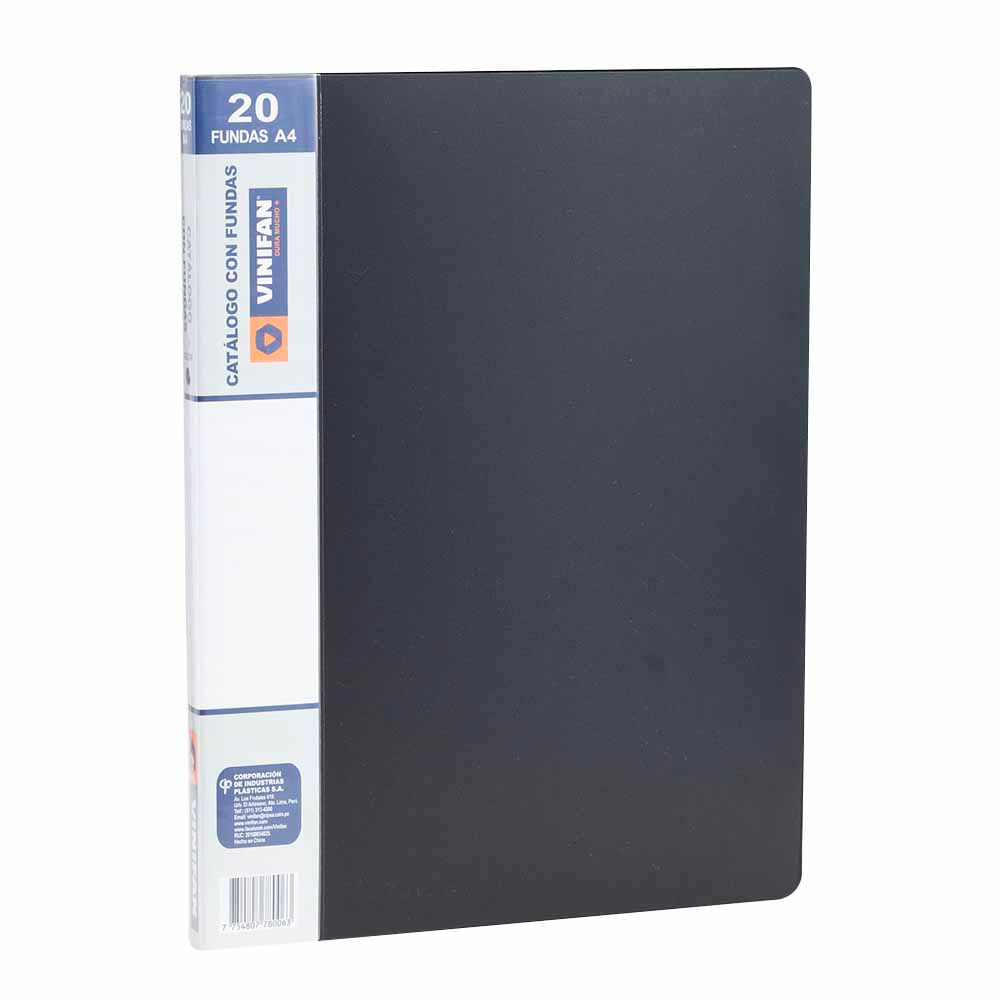 Catálogo con Fundas VINIFAN  A4 Negro 20Fundas