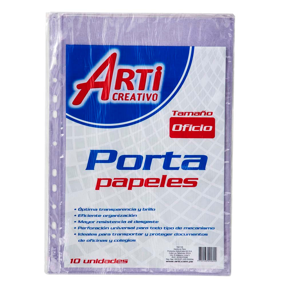 Micas ARTI CREATIVO Portapapel Oficio Bolsa 10un