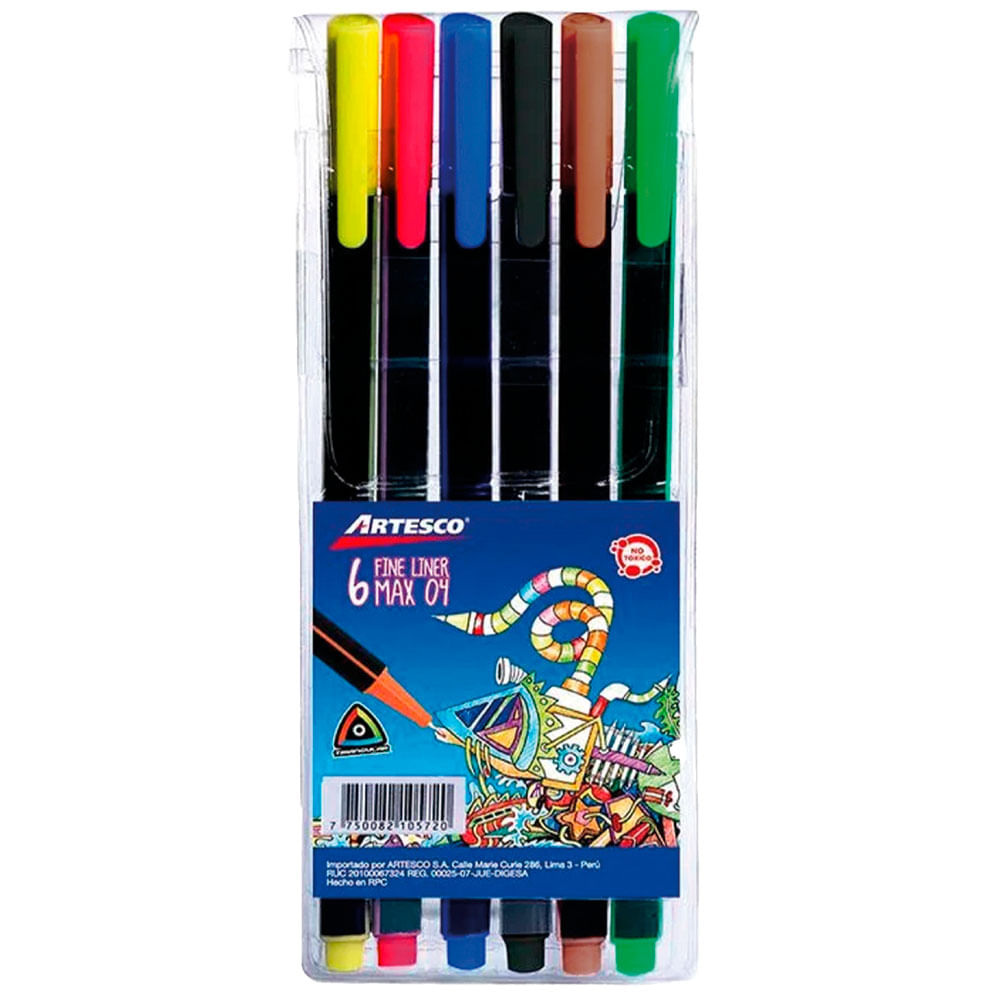 Plumones ARTESCO Fine Liner Max 04 Blíster 6un
