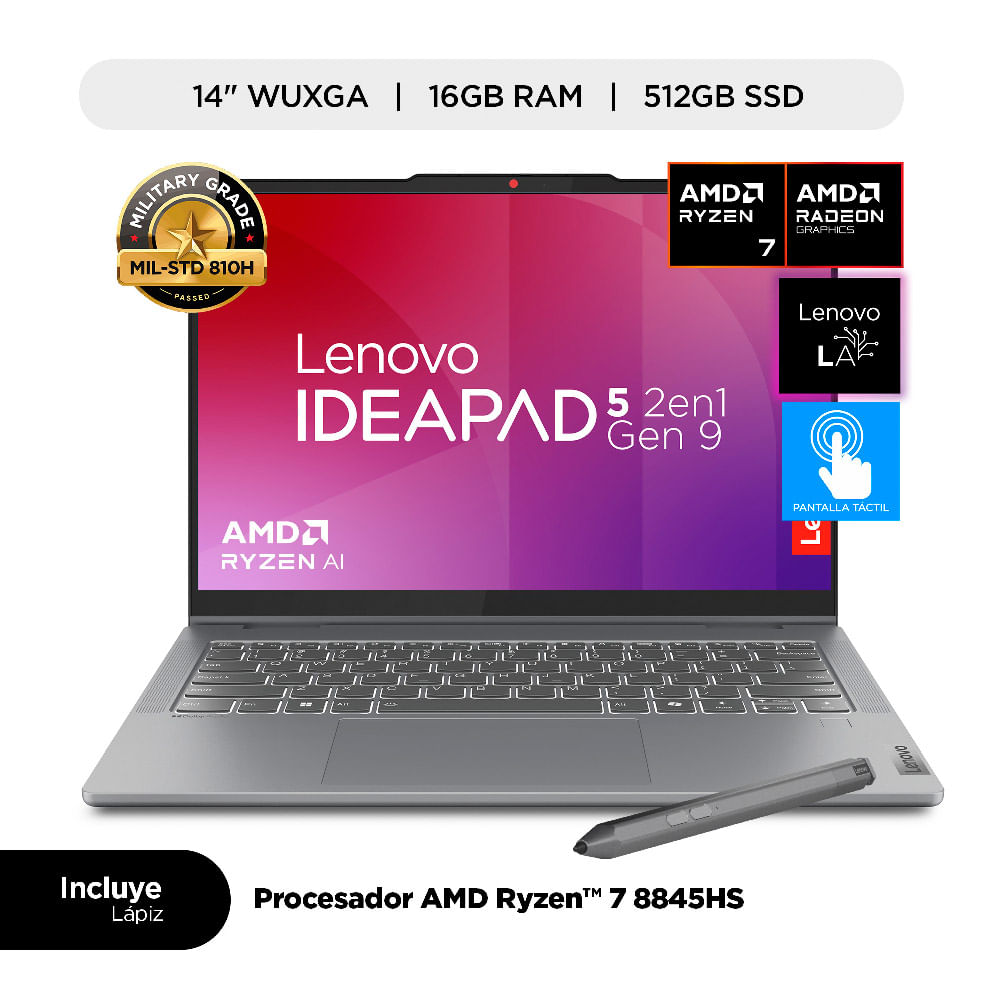 Notebook LENOVO IP5 2-en-1 14AHP9 14" AMD Ryzen 7 (8000 series) 16GB 512GB SSD